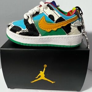 Ben & Jerry’s Nike Air Jordan 1 Low Chunky Dunky Sneaker 4.5” Keychain Cow Print